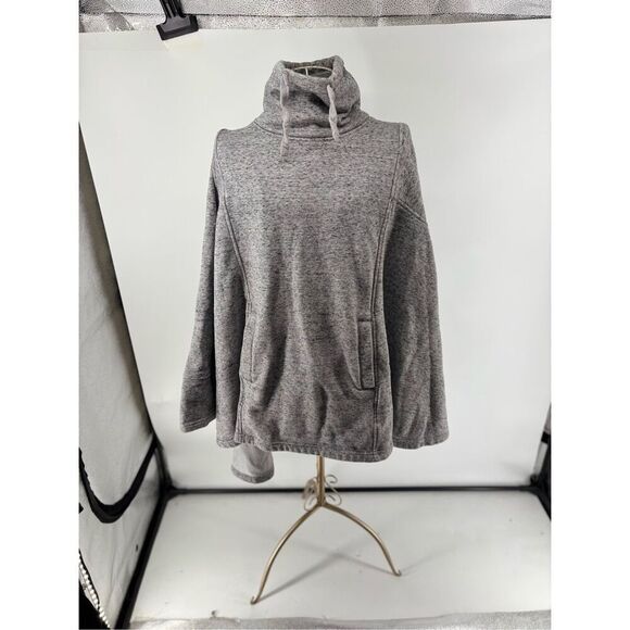 Ugg Women Grey Charlynne Fleece Poncho Sweater Funnnel Neck Pocket Size M/L - Picture 1 of 9